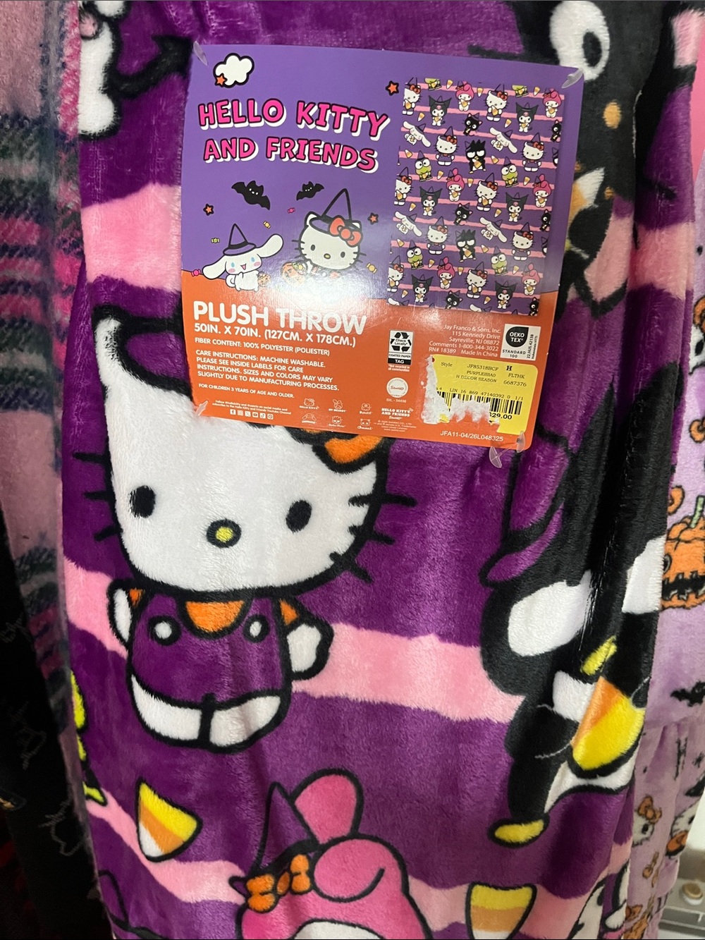 Hello Kitty Halloween Purple Cloud Plush Throw Blanket 50x70 NEW NWT